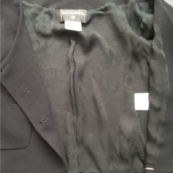 CHANEL Black Crepe Jacket w Rhinestone CC Logo Buttons FR38 (Fits FR36/4US) NWT - Picture 8 of 8